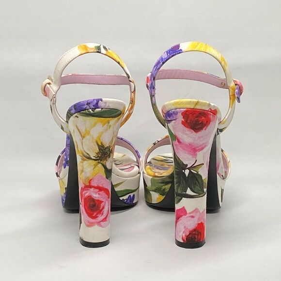 Dolce & Gabbana floral-print gabardine platform sandals size 38 - Picture 7 of 13